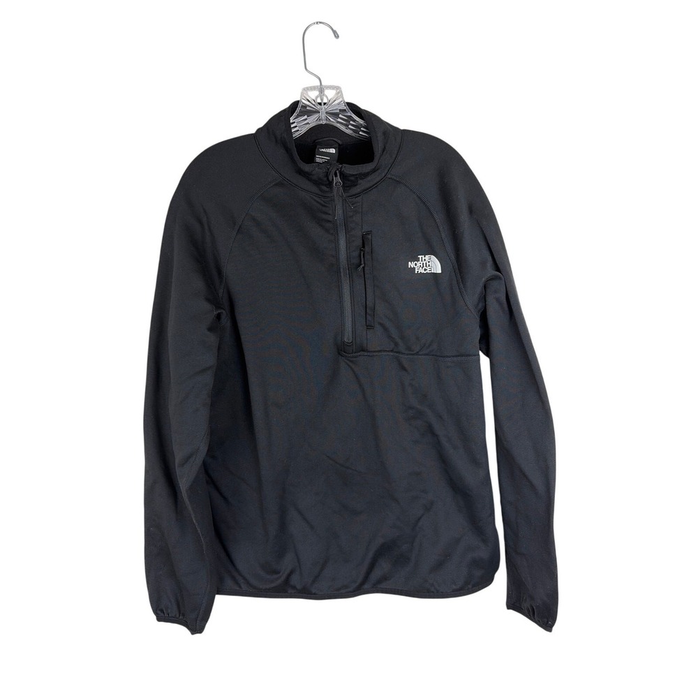 The North Face Jacket Mens M Canyonlands 1/2 Zip Fleece Sweatshirt Black FLAW